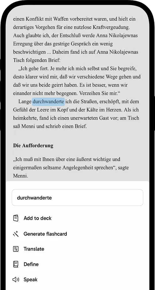 Talkey book reader with tap-to-translate word card
